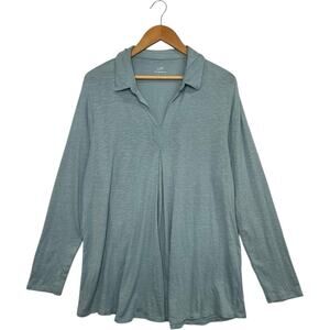 J Jill Tunic Top Womens Extra Large Blue Pima Cotton Flowy Boho Lightweight